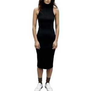 ZARA Ladies Sleeveless Ribbed Turtleneck Knit Sweater Maxi Dress Small